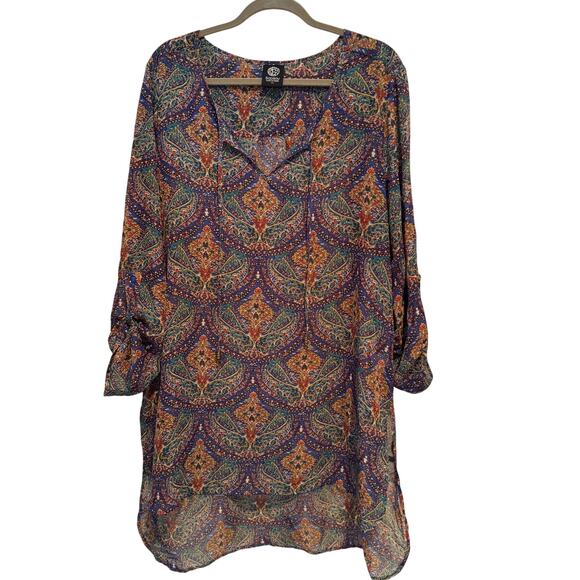 Bobeau Boho Hippie Floral Semi Sheer Popover Coverup Dress Women's Size 1X - Picture 5 of 11